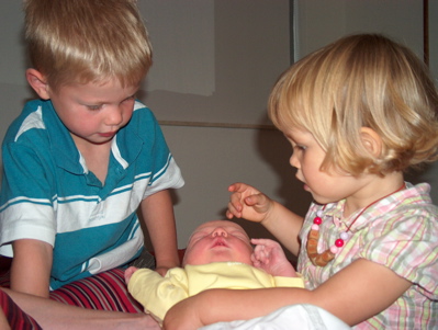 Met broer en zus